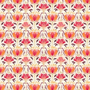 Small Autumnal Bloom - Soft Pink & Yellow Floral Pattern