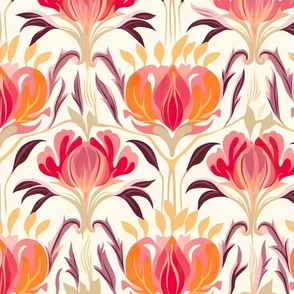 Jumbo Autumnal Bloom - Soft Pink & Yellow Floral Pattern