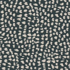 Calm japandi textured spot polka dots in ecru stone and deep dark green