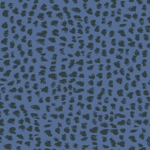 Pastel textured spot polka dots in dark green and denim blue