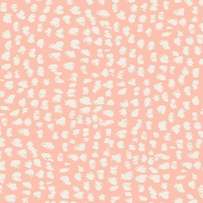 hand drawn pastel spot polka dot in rose coral pink off white