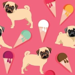 Ice Cream Cone Pug dogs ice cream flavors strawberry orange chocolate grape