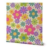 Y2k 90s Bright Floral | Cute Retro Flowers & Hearts