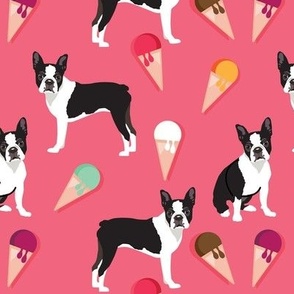 Ice Cream Cone Boston Terrier dogs ice cream flavors strawberry, grape, orange, chocolate