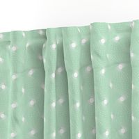 White pattern on a mint green background. Simple two-color pattern.