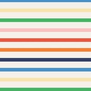 Medium - Horizontal Thin Rainbow stripes. Kids colorful stripes on white