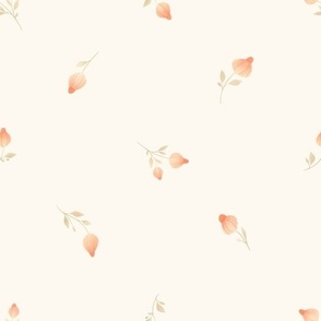 Tossed Pastel Flowers on Floral White || FDF9F0