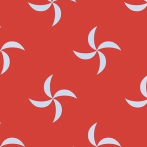 519 -Large scale pinwheels in tangerine coral red and pale grey for kids apparel, nursery decor, children's curtains and wallpaper.