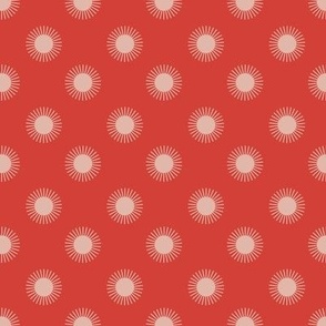 517 - Sailor Sun in bold warm watermelon coral red for kids apparel, nursery decor, children's curtains and wallpaper.