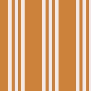 520 - large scale classic Triple pinstripe in ochrw mustard yellow  and warm white - ahoy sailor collection - for masculine  wallpaper, duvet covers, curtains, pajamas, duster coats, loungewear, coastal table cloths and runners 