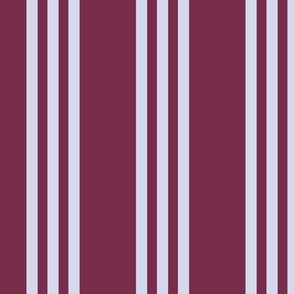 520 - large scale classic Triple pinstripe in burgundy and cool white - ahoy sailor collection - for masculine  wallpaper, duvet covers, curtains, pajamas, duster coats, loungewear, coastal table cloths and runners 