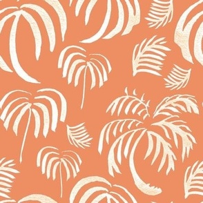 Palmtree Pattern on warm caramel orange ochre