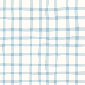 Delicate Cottagecore Hand-Drawn Gingham Plaid in Pastel Blue - Large Size