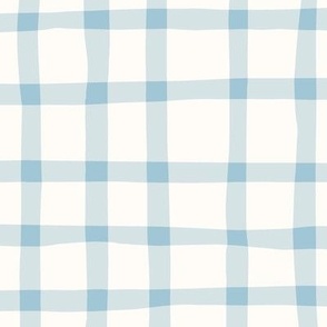 Delicate Cottagecore Hand-Drawn Gingham Plaid in Pastel Blue - Jumbo Size