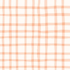 Delicate Cottagecore Hand-Drawn Gingham Plaid in Peach Fuzz - Large Size