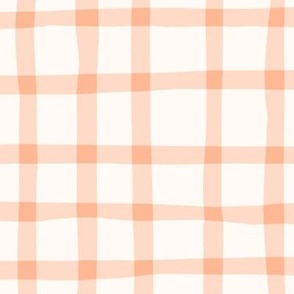 Delicate Cottagecore Hand-Drawn Gingham Plaid in Peach Fuzz - Jumbo Size