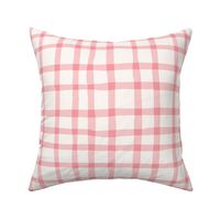 Delicate Cottagecore Hand-Drawn Gingham Plaid in Pastel Pink - Jumbo Size
