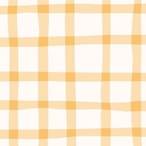 Delicate Cottagecore Hand-Drawn Gingham Plaid in Pastel Yellow - Jumbo Size