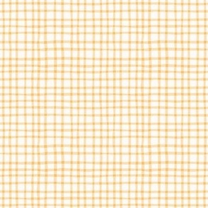 Delicate Cottagecore Hand-Drawn Gingham Plaid in Pastel Yellow - Small Size