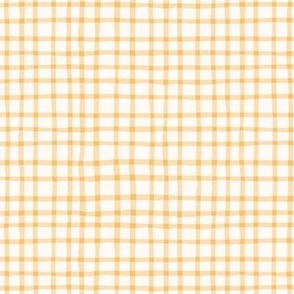 Delicate Cottagecore Hand-Drawn Gingham Plaid in Pastel Yellow - Medium Size