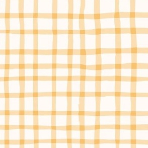 Delicate Cottagecore Hand-Drawn Gingham Plaid in Pastel Yellow - Large Size