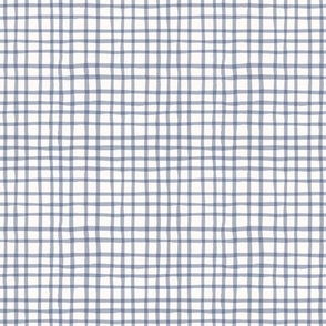 Delicate Cottagecore Hand-Drawn Gingham Plaid in Soft Blue Nova - Small Size