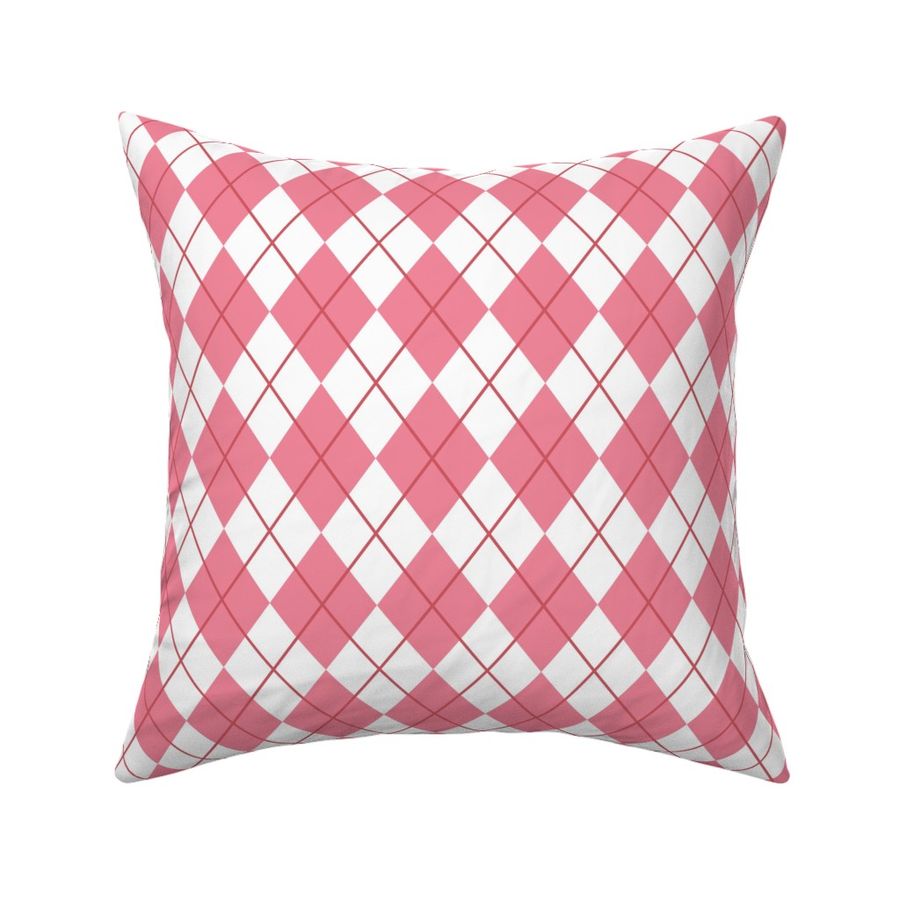 Pink And White Seamless Argyle Pattern