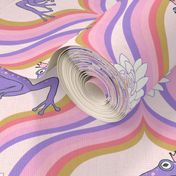 Retro Frog Princess ogee pattern Purple / pink / yellow