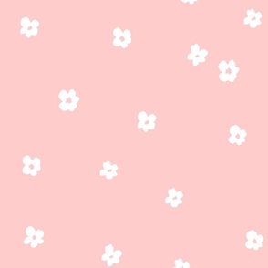 simple white florals on pink - Large