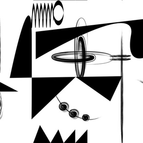 happy day black and white mid century modern abstract modern shapes