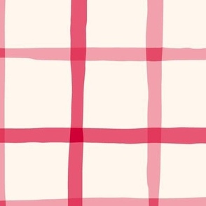 Delicate Cottagecore Hand-Drawn Plaid in Rose Pink - Jumbo Size