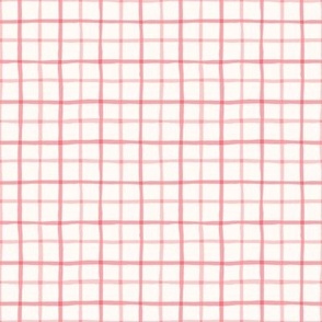 Delicate Cottagecore Hand-Drawn Plaid in Pastel Pink - Small Size