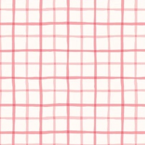 Delicate Cottagecore Hand-Drawn Plaid in Pastel Pink - Medium Size