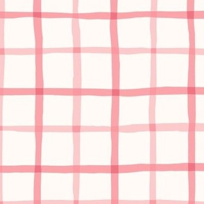 Delicate Cottagecore Hand-Drawn Plaid in Pastel Pink - Large Size