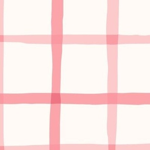 Delicate Cottagecore Hand-Drawn Plaid in Pastel Pink - Jumbo Size