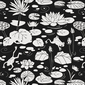 frogs with lotuses
