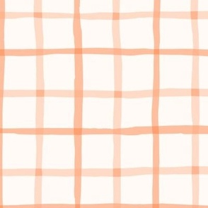 Delicate Cottagecore Hand-Drawn Plaid in Peach Fuzz - Large Size