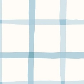 Delicate Cottagecore Hand-Drawn Plaid in Pastel Blue - Jumbo Size