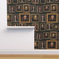 14" Thomas Jefferson- American President - Museum Wall Portraits Gold Frames - green