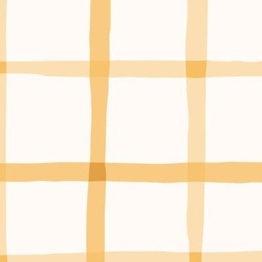 Delicate Cottagecore Hand-Drawn Plaid in Pastel Yellow - Jumbo Size