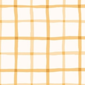 Delicate Cottagecore Hand-Drawn Plaid in Pastel Yellow - Large Size