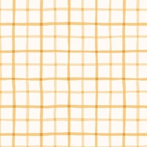 Delicate Cottagecore Hand-Drawn Plaid in Pastel Yellow - Medium Size