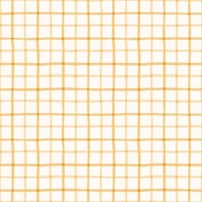 Delicate Cottagecore Hand-Drawn Plaid in Pastel Yellow - Small Size