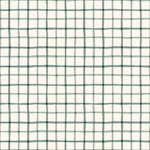 Delicate Cottagecore Hand-Drawn Plaid in Pastel Sage Green - Small Size