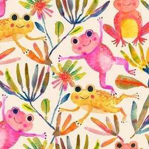 Hoppily ever after!!_Rainbow frogs_cream _ animal