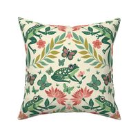 Frogs and Flowers: A Colorful and Enchanting Garden Pattern