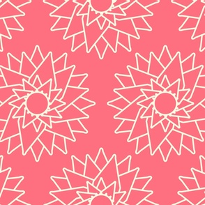 Abstract-water-lilly-with-beige-outlines-on-medium-vintage-pink-XL-jumbo