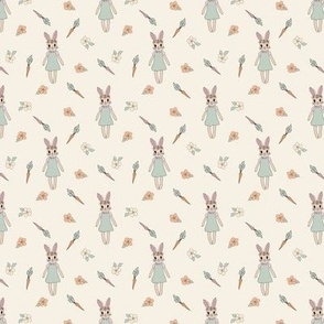 Bunny with flower crown on cream micro
