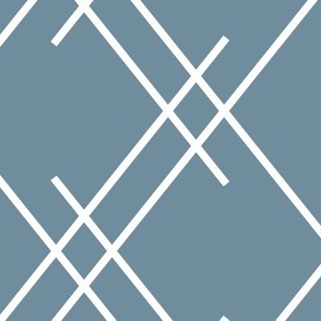   Blue Grey and White Line Art Trellis - Medium