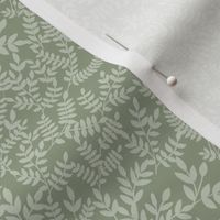 Folk art leaves in sage green for wallpaper